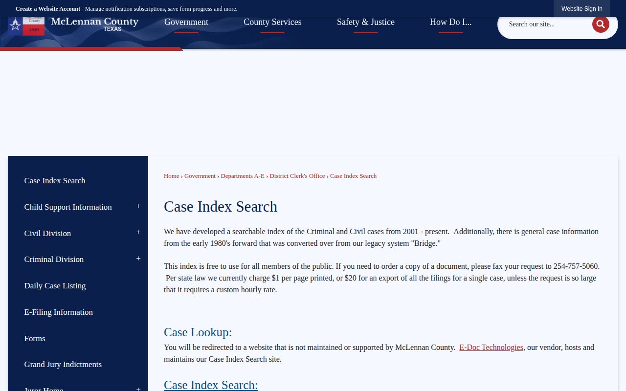 McLennan County released inmate case index coverage