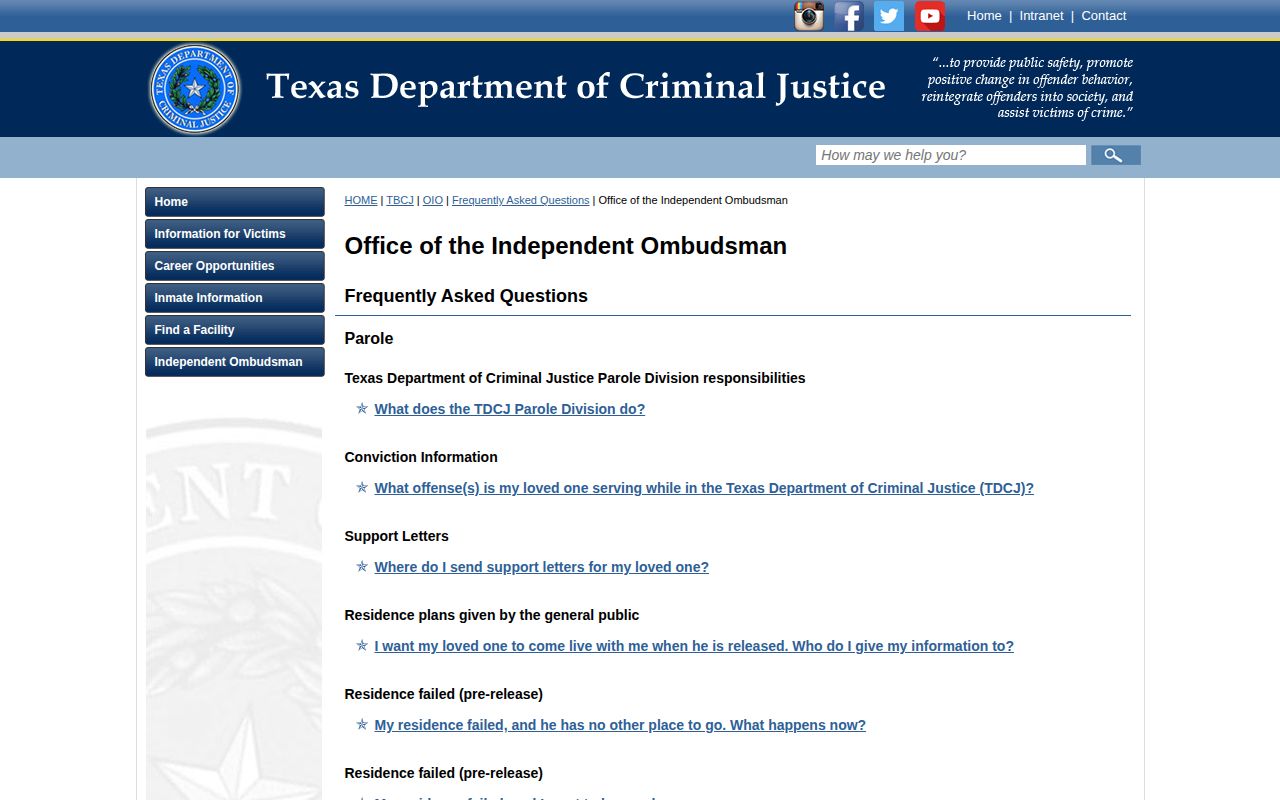 TDCJ scheduled release date and location workflow
